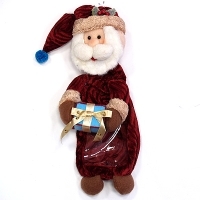 Новогодний чехол на бутылку "Санта" с окошком для этикетки артикул 12490b.